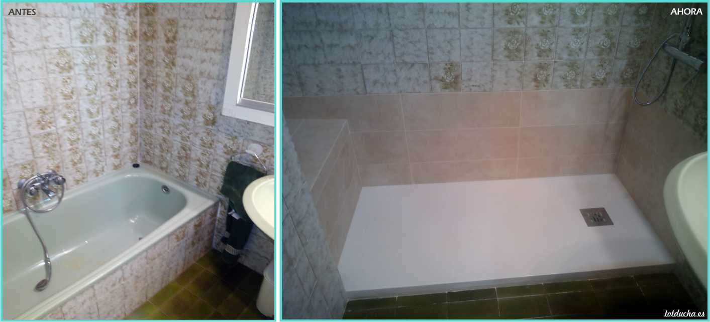 Antes y después de un cambio de bañera por plato de ducha