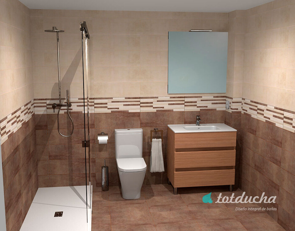 Diseño 3D de como puede quedar un baño reformado de Totducha