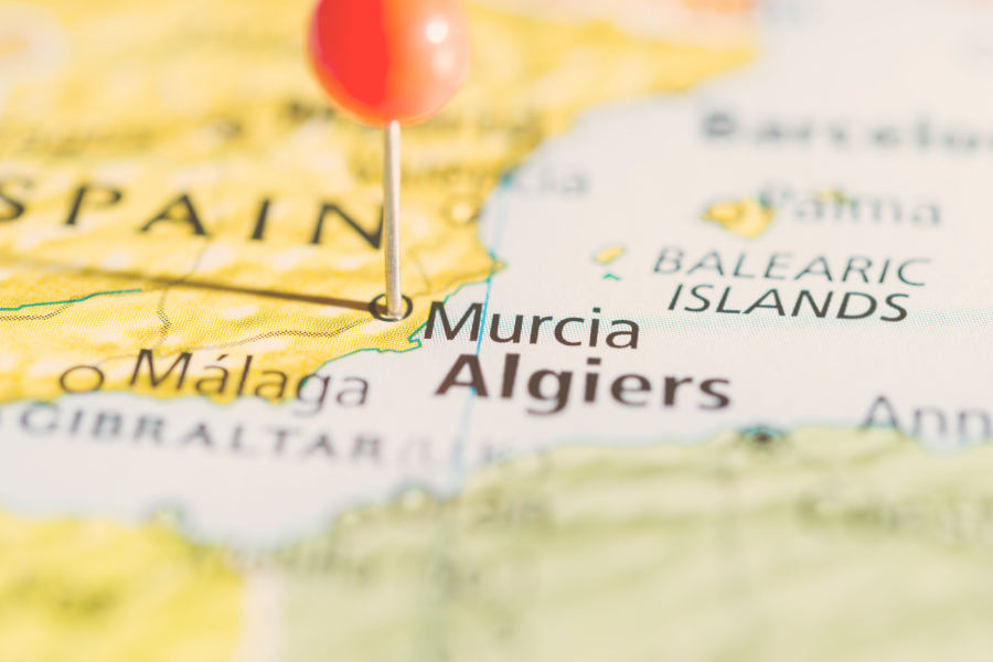 Pin de mapa señalando Murcia donde se encuentra Totducha ahora